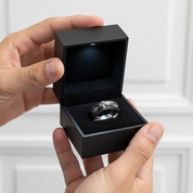 Black Spinner Tic Tac Toe Men's Wedding Band-Black Diamonds New York