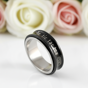 Black Spinner Tic Tac Toe Men's Wedding Band-Black Diamonds New York