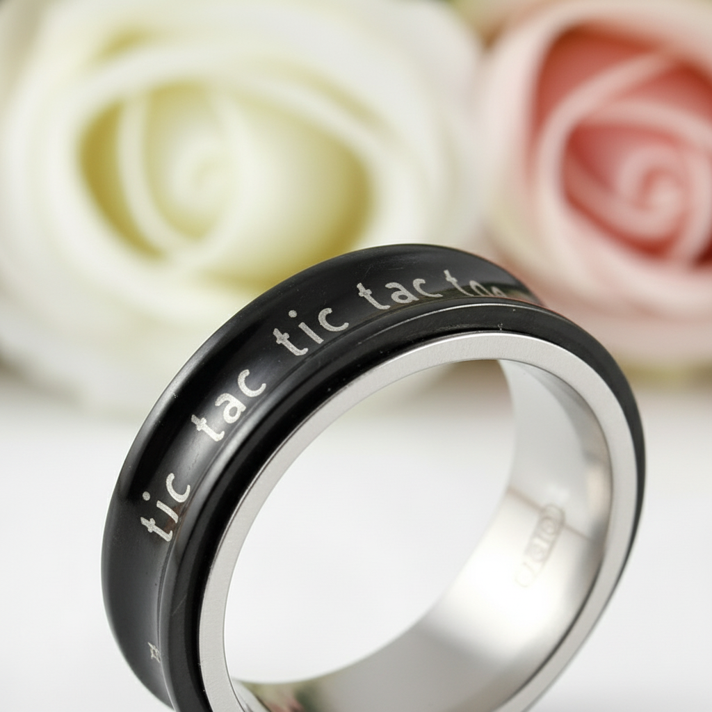 Black Spinner Tic Tac Toe Men's Wedding Band-Black Diamonds New York