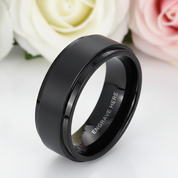 Black Stainless Personalized Engrave Name Rings-Black Diamonds New York