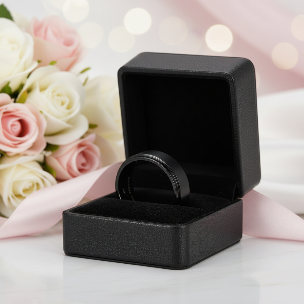 Black Stainless Personalized Engrave Name Ring-Black Diamonds New York