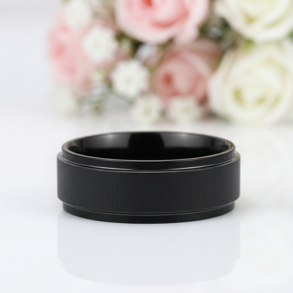Black Stainless Personalized Engrave Name Ring-Black Diamonds New York