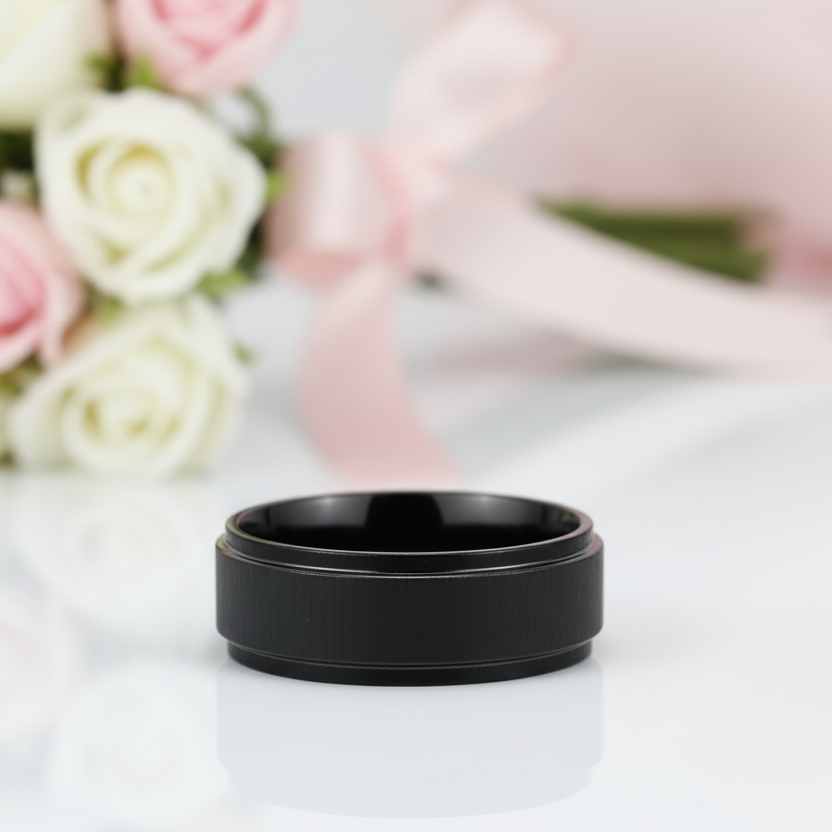 Black Stainless Personalized Engrave Name Ring-Black Diamonds New York