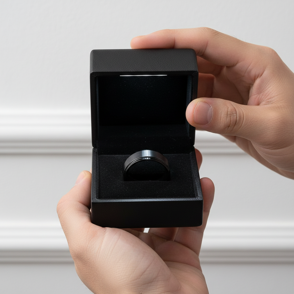 Black Stainless Personalized Engrave Name Ring-Black Diamonds New York