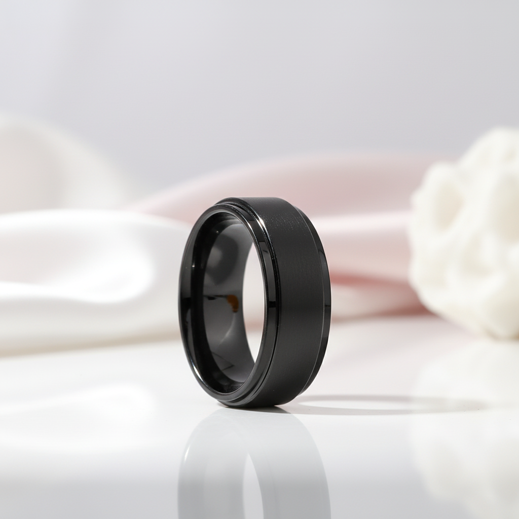 Black Stainless Personalized Engrave Name Ring-Black Diamonds New York