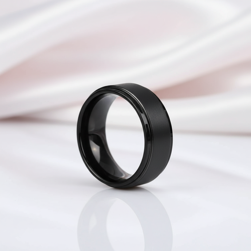 Black Stainless Personalized Engrave Name Ring-Black Diamonds New York