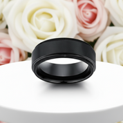 Black Stainless Personalized Engrave Name Rings-Black Diamonds New York