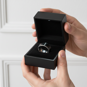 Black Stainless Steel Men Ring Band Rotatable Design-Black Diamonds New York