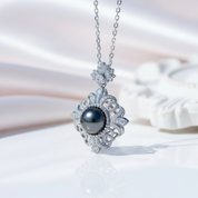 Black Tahitian Seawater Pearl Necklace with Diamond Option-Black Diamonds New York