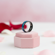 Black Titanium Men's Wedding Band with Opal Inlay-Black Diamonds New York