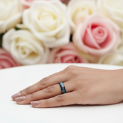 Black Titanium Men's Wedding Band with Opal Inlay-Black Diamonds New York