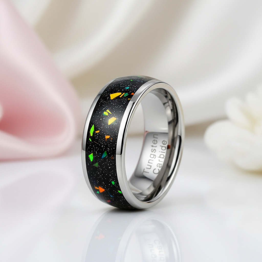 Black Tungsten 8mm Wedding Band-Black Diamonds New York