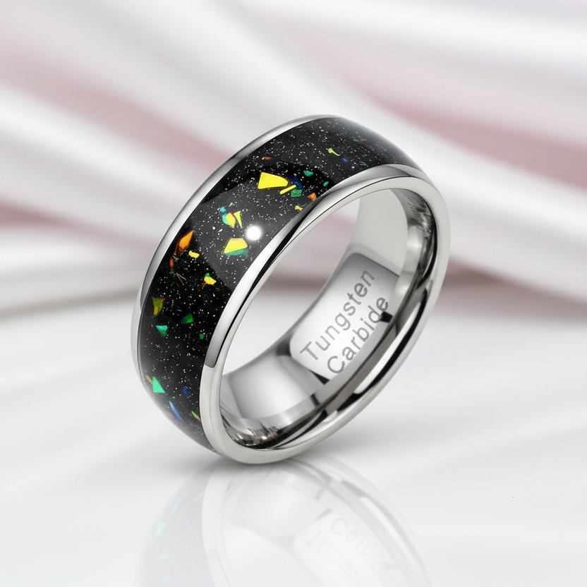 Black Tungsten 8mm Wedding Band-Black Diamonds New York