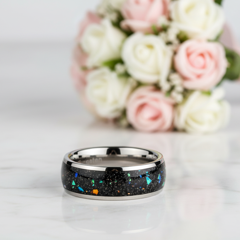 Black Tungsten 8mm Wedding Band-Black Diamonds New York