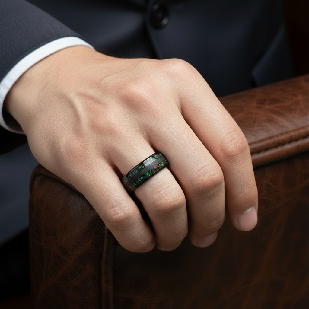 Black Tungsten Carbide 8mm Wedding Band-Black Diamonds New York