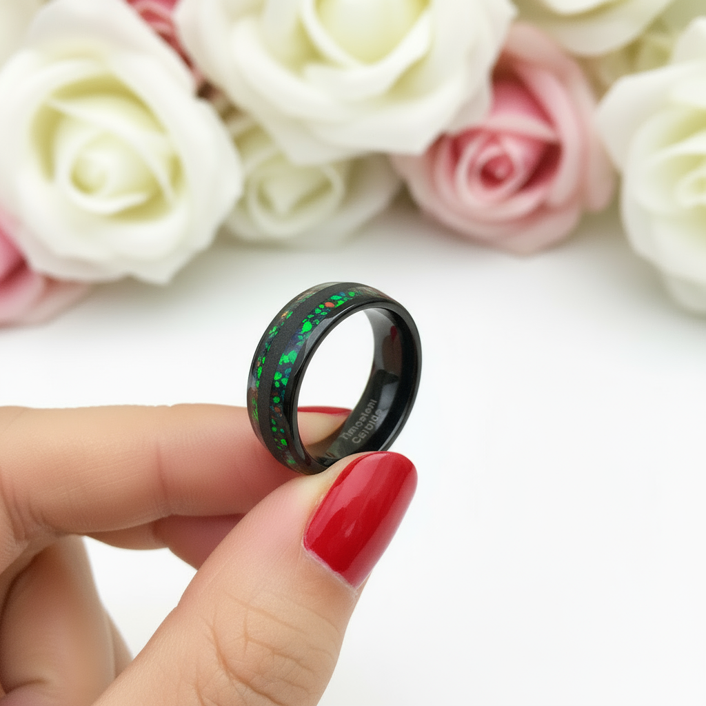 Black Tungsten Carbide 8mm Wedding Band-Black Diamonds New York