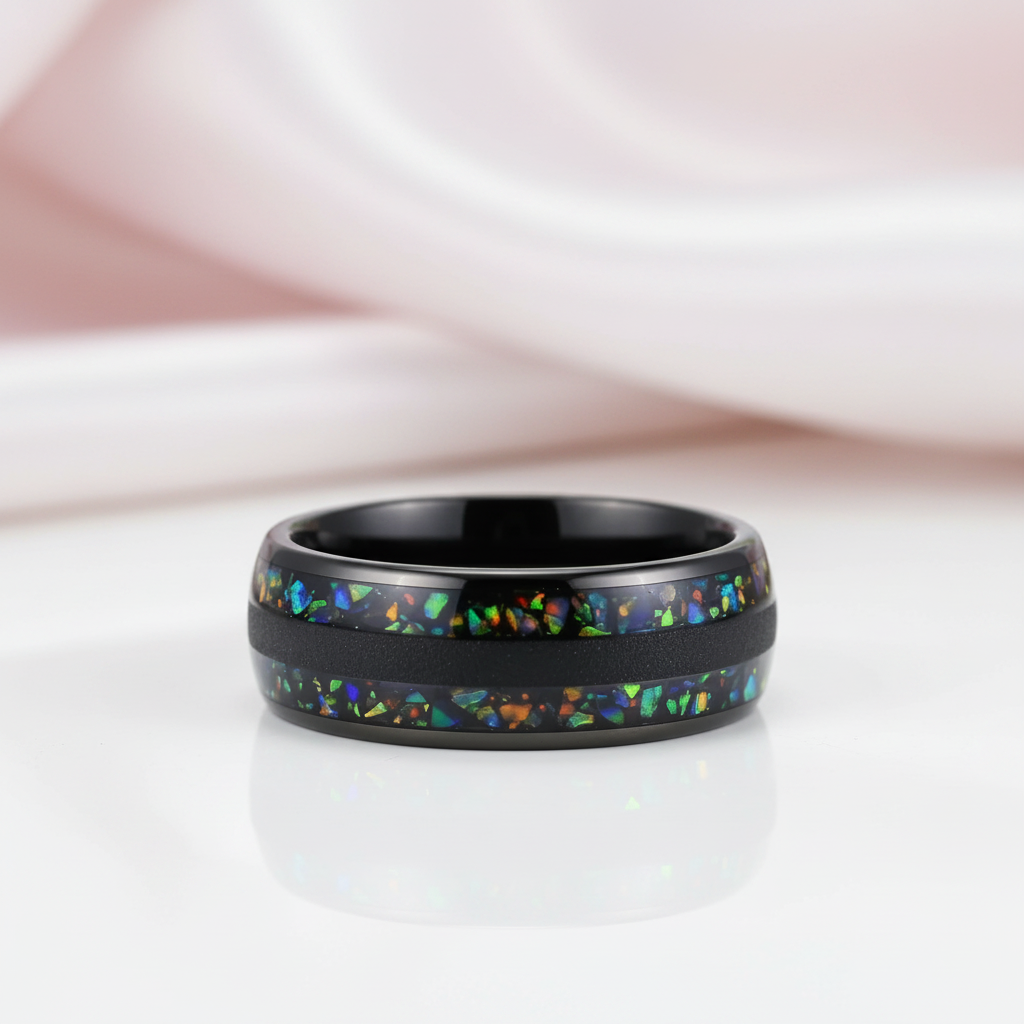 Black Tungsten Carbide 8mm Wedding Band-Black Diamonds New York