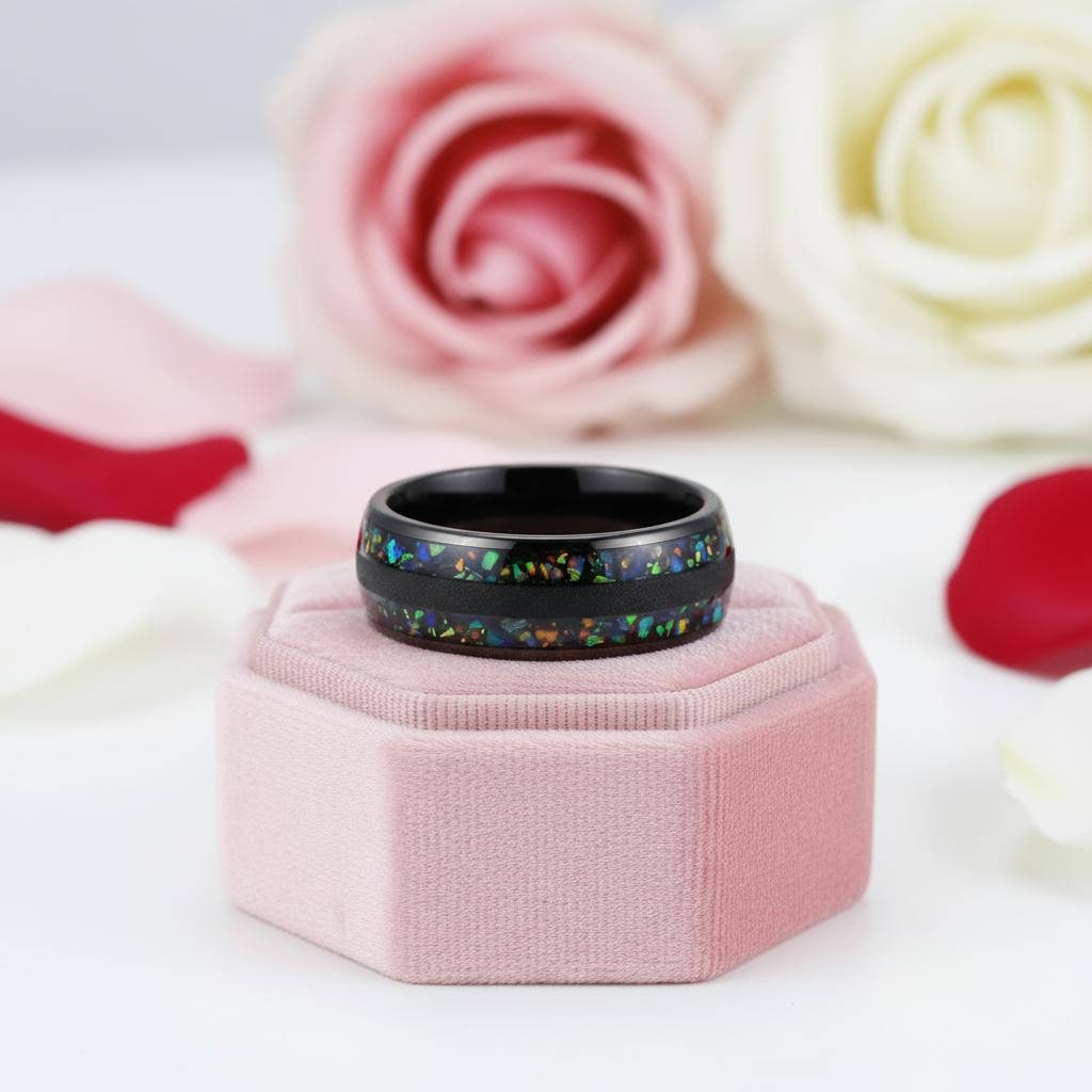 Black Tungsten Carbide 8mm Wedding Band-Black Diamonds New York