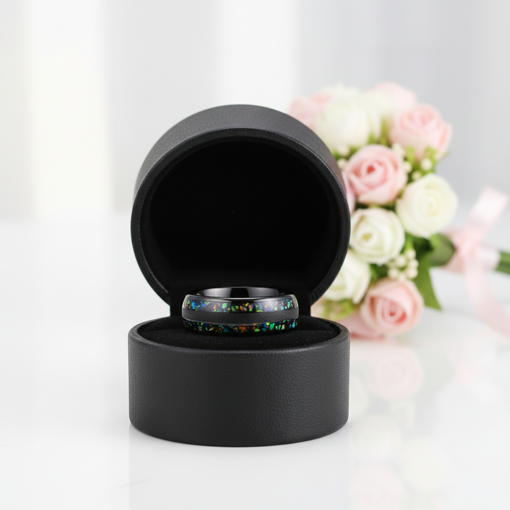 Black Tungsten Carbide 8mm Wedding Band-Black Diamonds New York