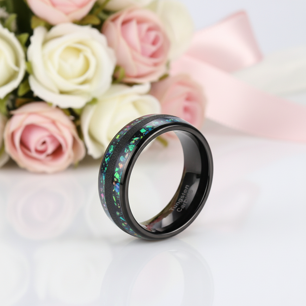 Black Tungsten Carbide 8mm Wedding Band-Black Diamonds New York