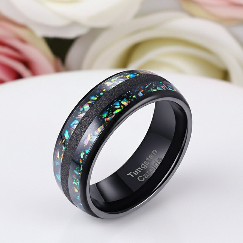 Black Tungsten Carbide 8mm Wedding Band-Black Diamonds New York