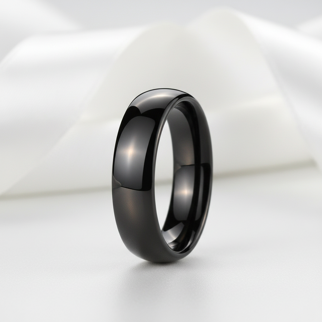 Black Tungsten Carbide Men's Wedding Band-Black Diamonds New York