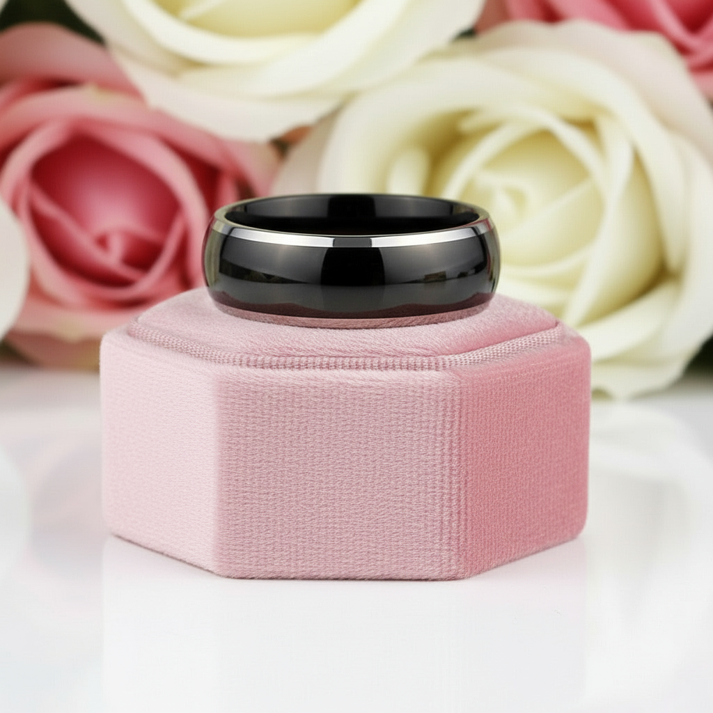 Black Tungsten Carbide Men's Wedding Band-Black Diamonds New York