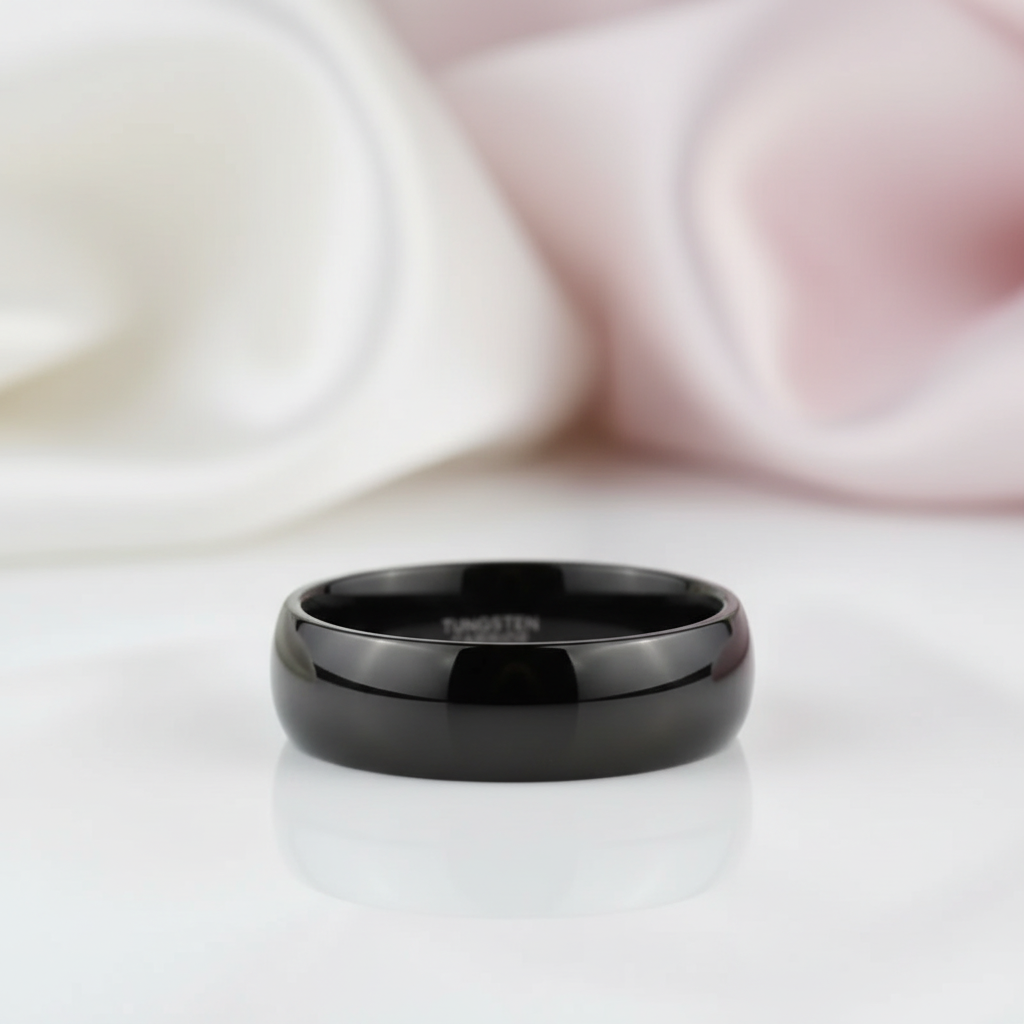 Black Tungsten Carbide Men's Wedding Band-Black Diamonds New York