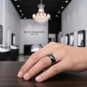 Black Tungsten Carbide Men's Wedding Band-Black Diamonds New York