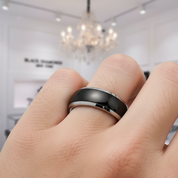 Black Tungsten Carbide Men's Wedding Band-Black Diamonds New York