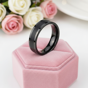 Black Tungsten Carbide Men's Wedding Band-Black Diamonds New York