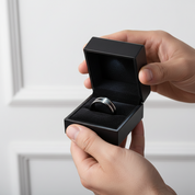 Black Tungsten Carbide Silver Line Matte Brushed Ring-Black Diamonds New York