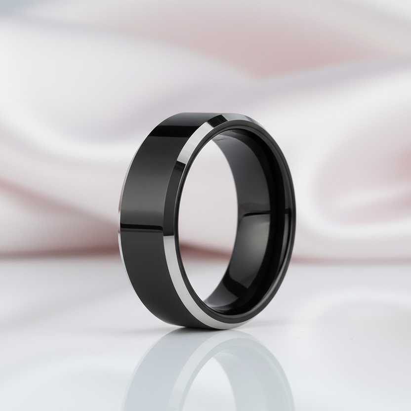 Black Tungsten Carbide Wedding Band-Black Diamonds New York