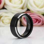 Black Tungsten Carbide Wedding Band-Black Diamonds New York