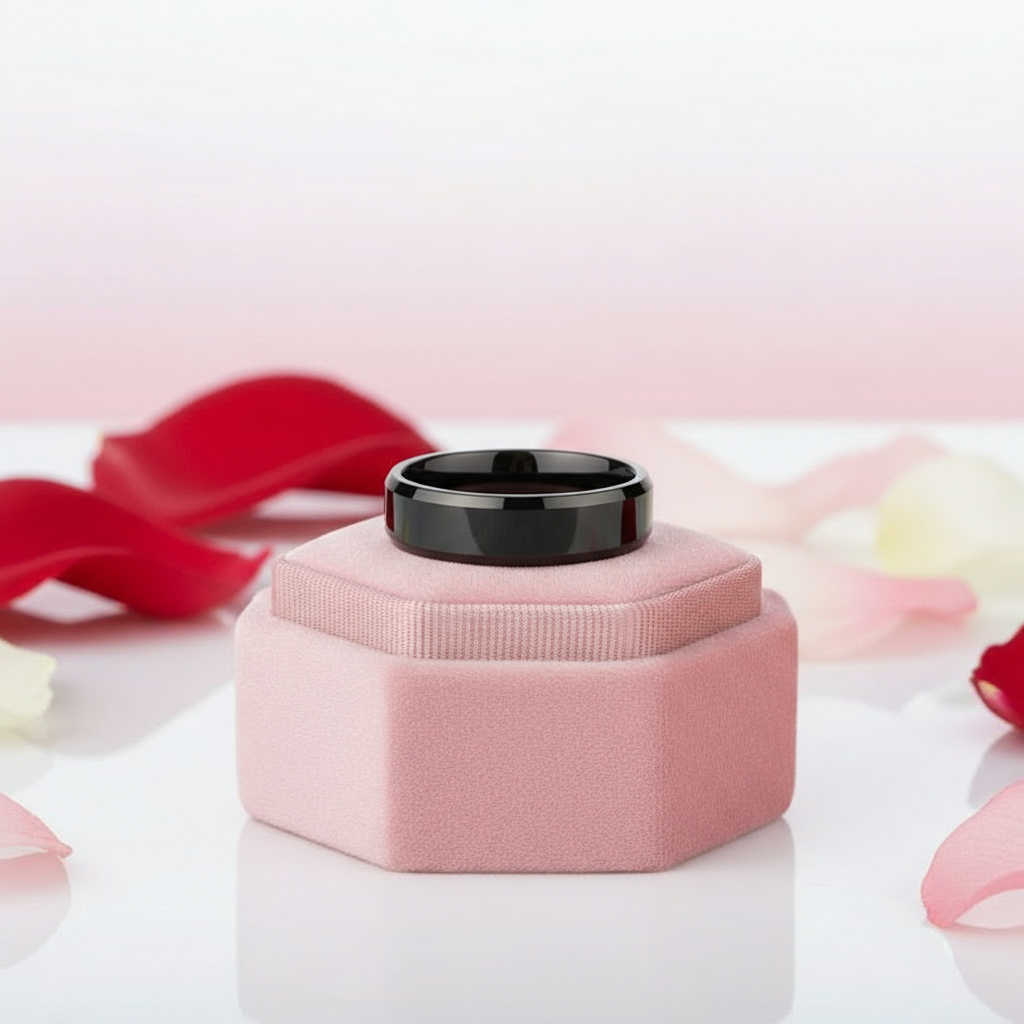 Black Tungsten Carbide Wedding Band-Black Diamonds New York