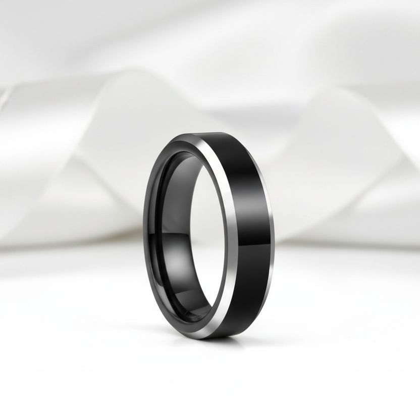 Black Tungsten Carbide Wedding Band-Black Diamonds New York