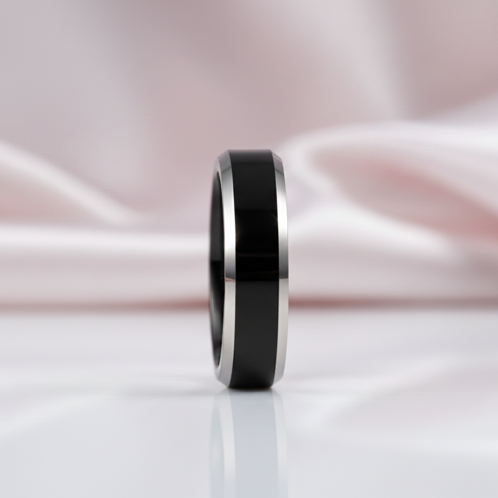 Black Tungsten Carbide Wedding Band-Black Diamonds New York
