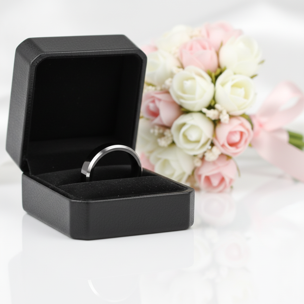 Black Tungsten Carbide Wedding Band-Black Diamonds New York