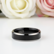 Black Tungsten Carbide Wedding Band-Black Diamonds New York