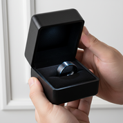 Black Tungsten Men's Wedding Band with Blue Line-Black Diamonds New York