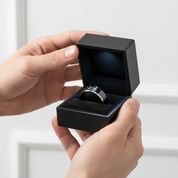 Black Tungsten Wedding Ring with Custom Engraved Musical Note-Black Diamonds New York
