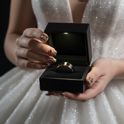 Black Tungsten with Gold Edges Men's Wedding Band-Black Diamonds New York