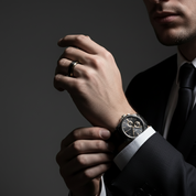 Black Tungsten with Gold Edges Men's Wedding Band-Black Diamonds New York