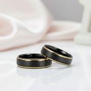 Black Tungsten with Gold Edges Men's Wedding Band-Black Diamonds New York