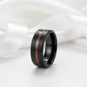 Black with Wood Line Tungsten Carbide Ring-Black Diamonds New York