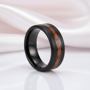 Black with Wood Line Tungsten Carbide Ring-Black Diamonds New York