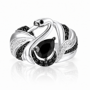 Black Swan Black Stone Statement Ring