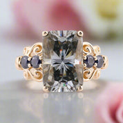 5.5ct Gray Certified Moissanite Engagement Ring-Black Diamonds New York