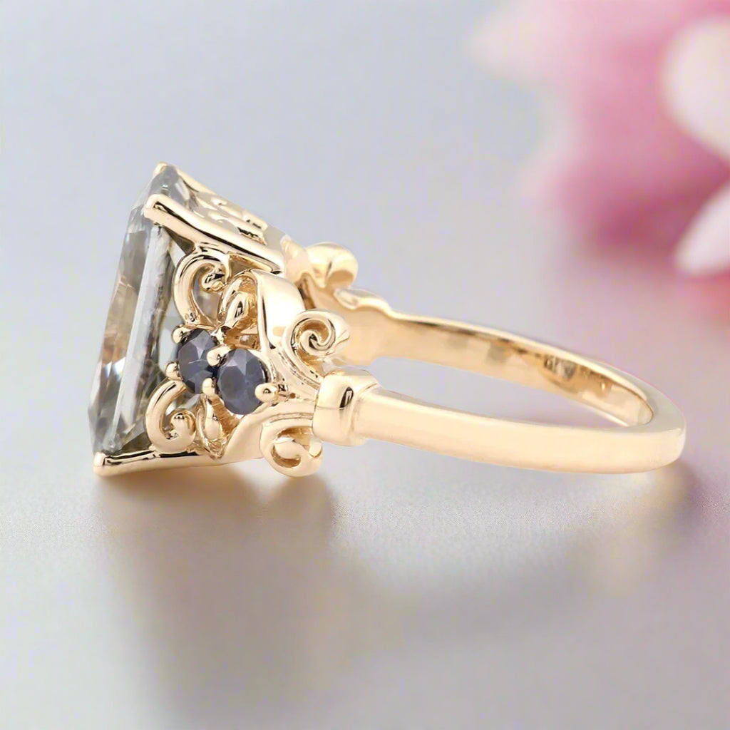 5.5ct Gray Certified Moissanite Engagement Ring-Black Diamonds New York