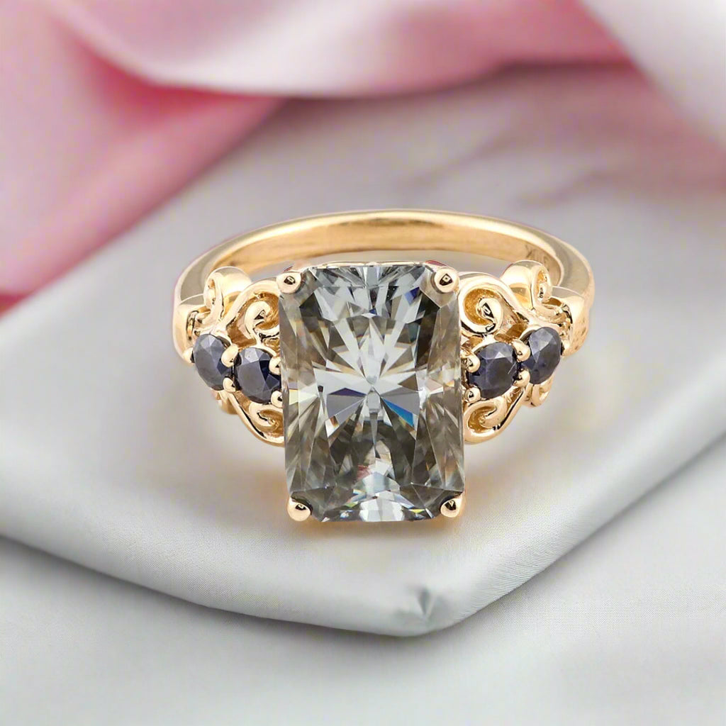 5.5ct Gray Certified Moissanite Engagement Ring-Black Diamonds New York